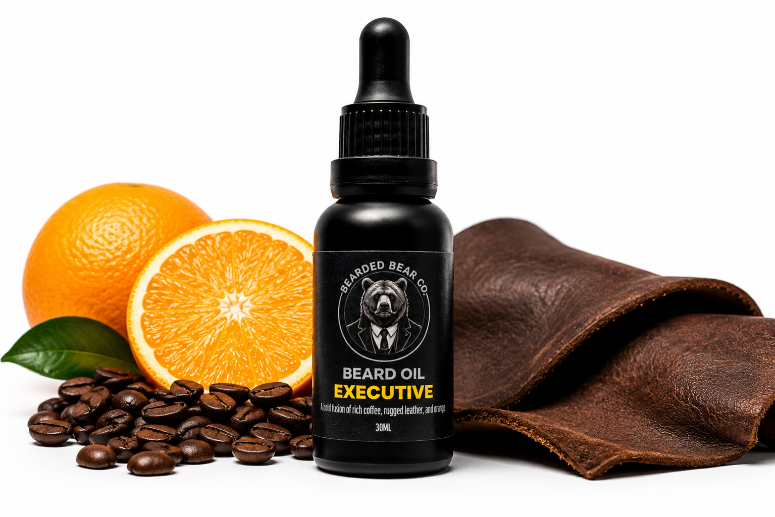 Beard Oil - Executive - Coffee Orange & Leather