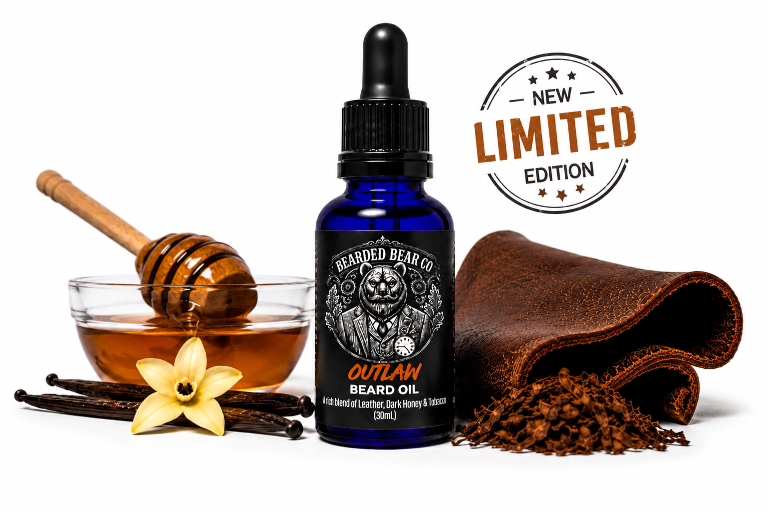 COMBO Beard Oil & Butter - Outlaw - Dark Honey, Tobacco, Tuscany Leather & Vanilla